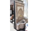 Al-Andalus style glazed terracotta mosaic wall fountain with recirculation pump