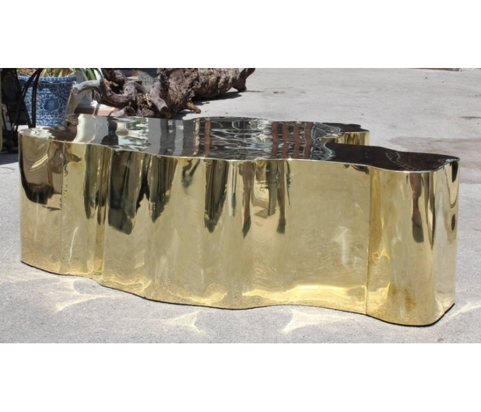 French modern gilded brass table