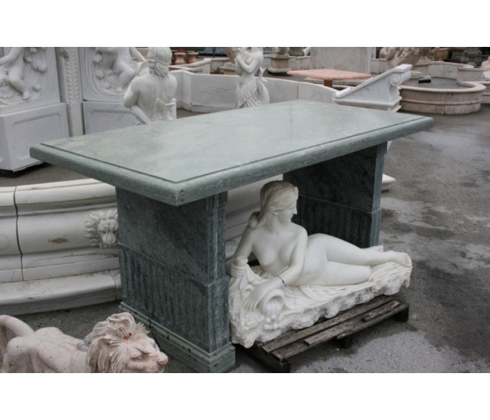 Tall Serpentine green marble console...