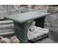 Tall Serpentine green marble console table