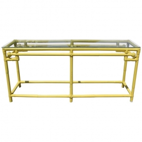 1970s yellow bamboo console...