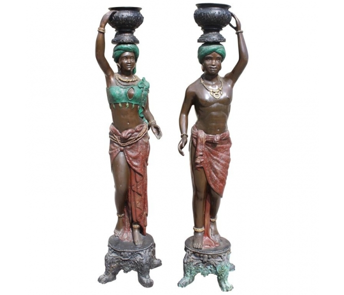 Pair of bronze blackamoor painted...
