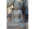 Aged black marble stitting Buddha sculpture