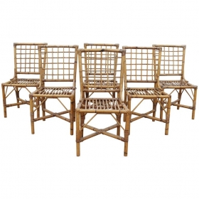 Set de seis sillas de bambú...