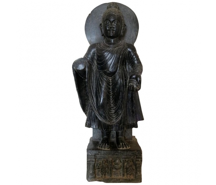1980s black marble hand carved...