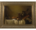 Food still-life oil on canvas framed painting