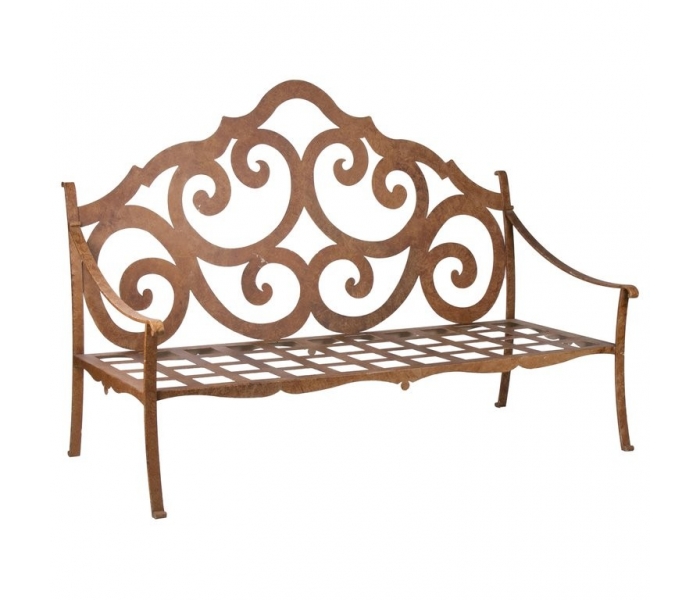 1990s French iron garden bench...