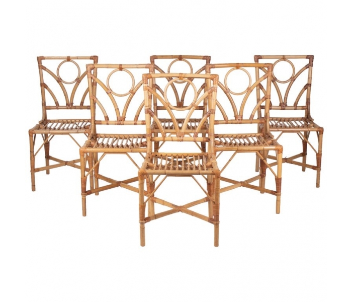 1970s Spanish set of six bamboo and...
