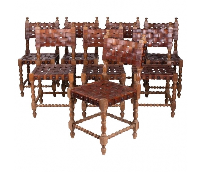 Set español de ocho sillas de madera...