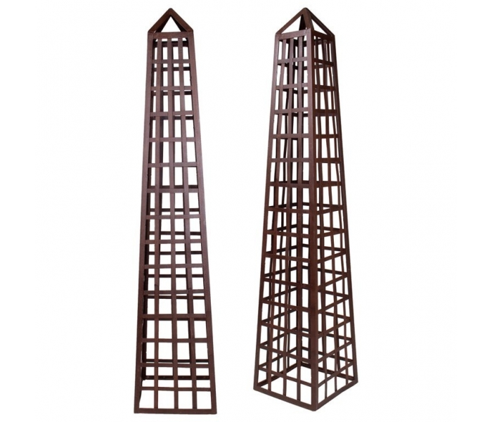 Pair of iron garden obelisks