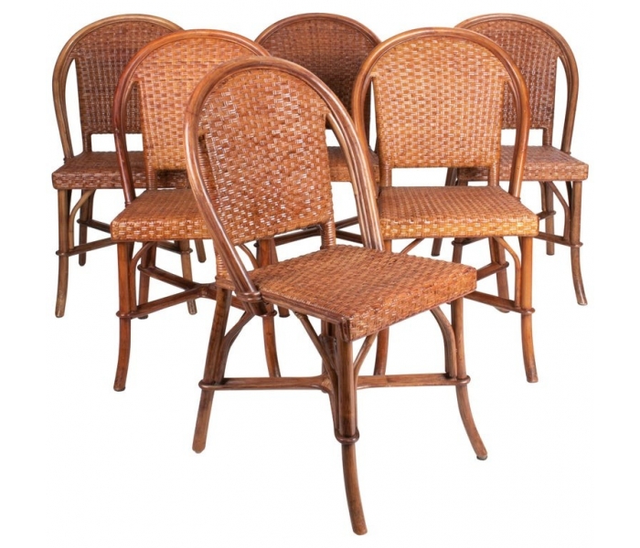 1980s set of six Spanish wicker and...