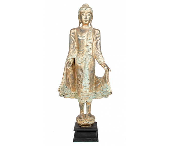1990s gold giltwood Buddha statue
