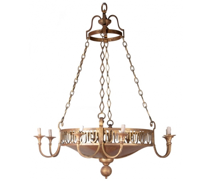 1990s Spanish gilt iron hanging lamp