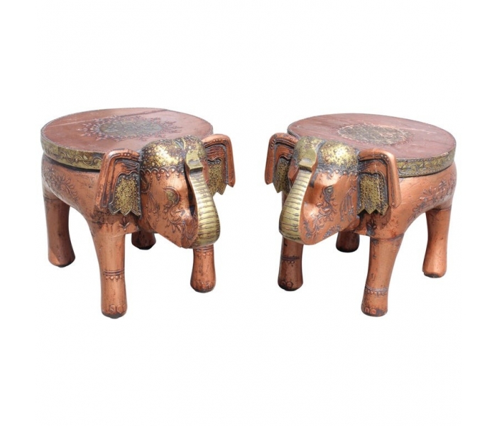 Pair of wooden hand carved Indian low...