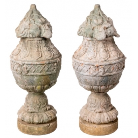 Pair of aged terracotta...