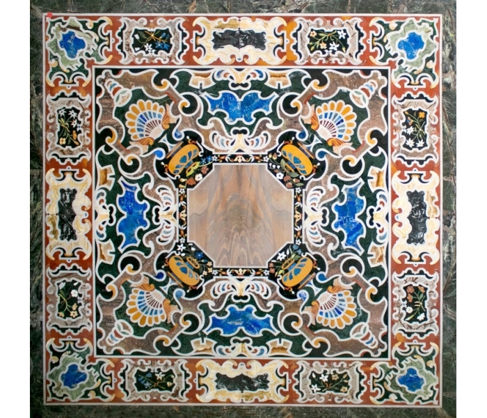 Square Italian pietra dura mosaic...