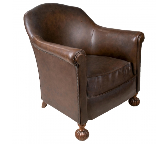 1950s French leather armchair with...