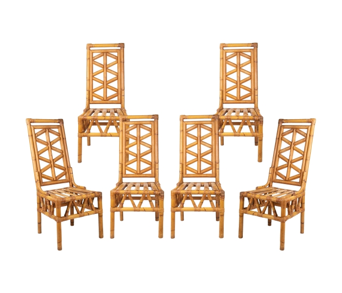 1980s set of six Spanish bamboo chairs