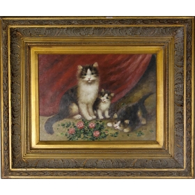 Three cat portrait oil...