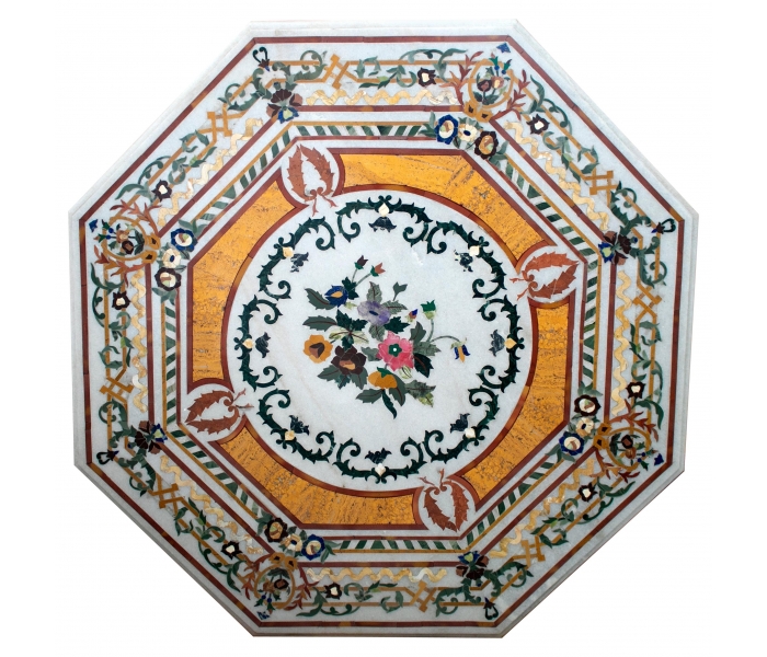 Octagonal marble table top with...