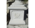 Large panelled white Carrara marble plinth base with relief laurel wreaths