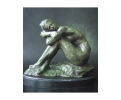 Bronze modern sitting woman figure statue with marble base