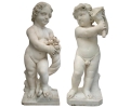19th century French pair of white Carrara marble child statues