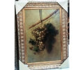 Grapes still-life oil on wood craquelure framed painting 