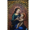 Ecclesiastical Virgin and Child icon oil on wood painting