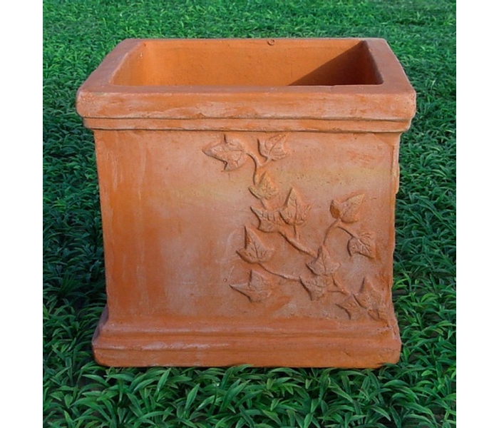 Terracotta square garden planter with...