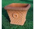 Terracotta square garden planter with faux woven rattan