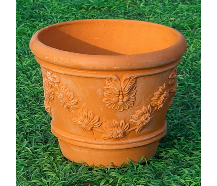 Terracotta round garden planter