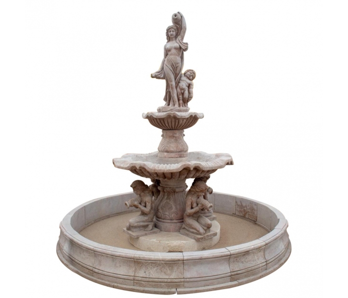 2-tier limestone brown marble...