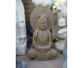 Aged black marble stitting Buddha sculpture
