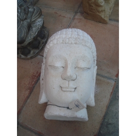 White marble Buddha head 