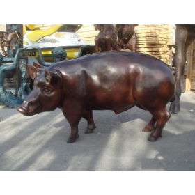 Escultura de cerdo en bronce