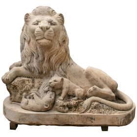Escultura de león sentado...