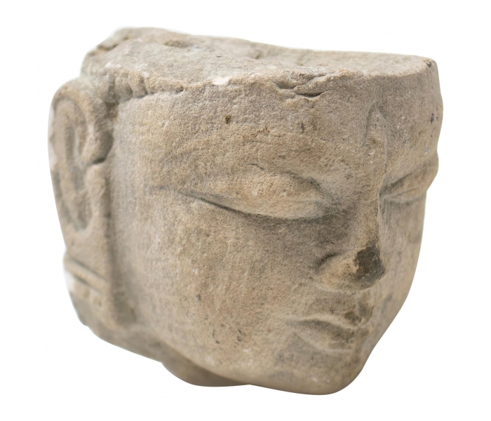 Escultura de cabeza de Buda de piedra...
