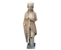 Aged Carrara white marble Kore style woman sculpture