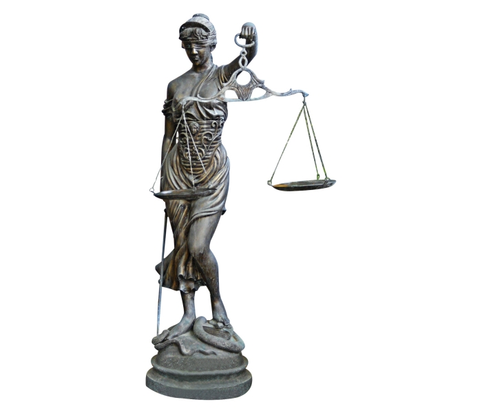 Life-size bronze Justitia statue