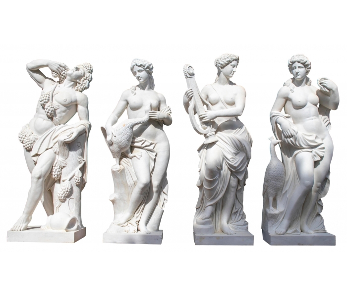 Monumental set of four Carrara white...