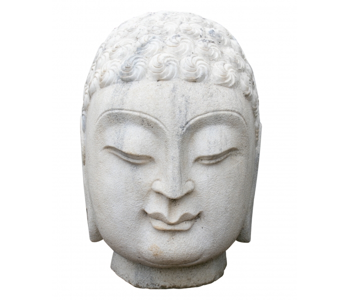 White marble Buddha head bust sculpture