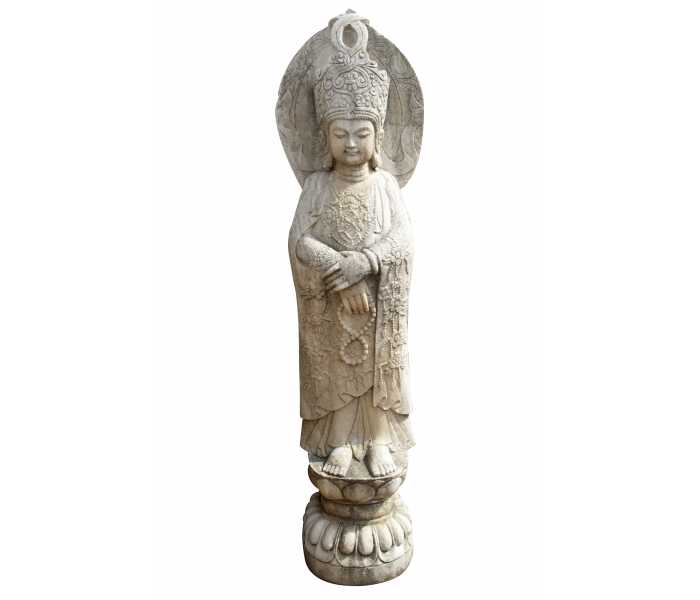 Livesize 1.8 m tall aged white marble...