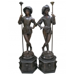 Pair of bronze torchiere...
