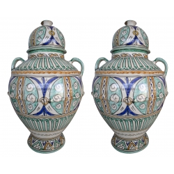 Pair of painted glazed...