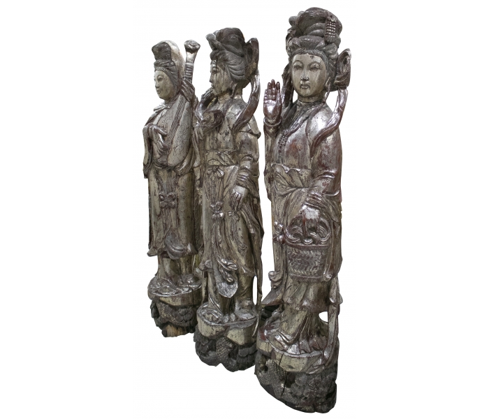 Set de tres esculturas orientales de...