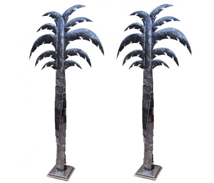 Pair of palm trees iron statue with...