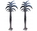 Pair of palm trees iron statue with patina