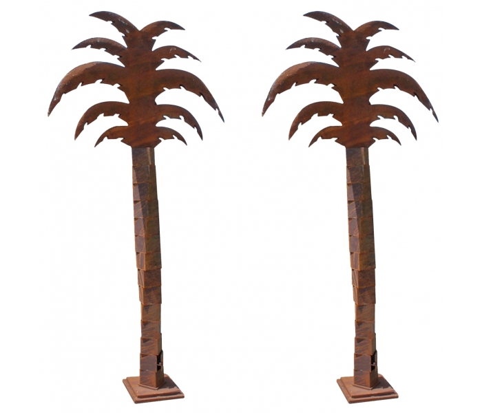 Pair of palm trees iron statue with...