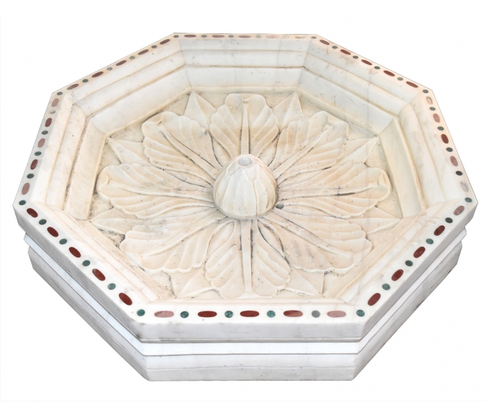 Aged Carrara white marble octagonal...